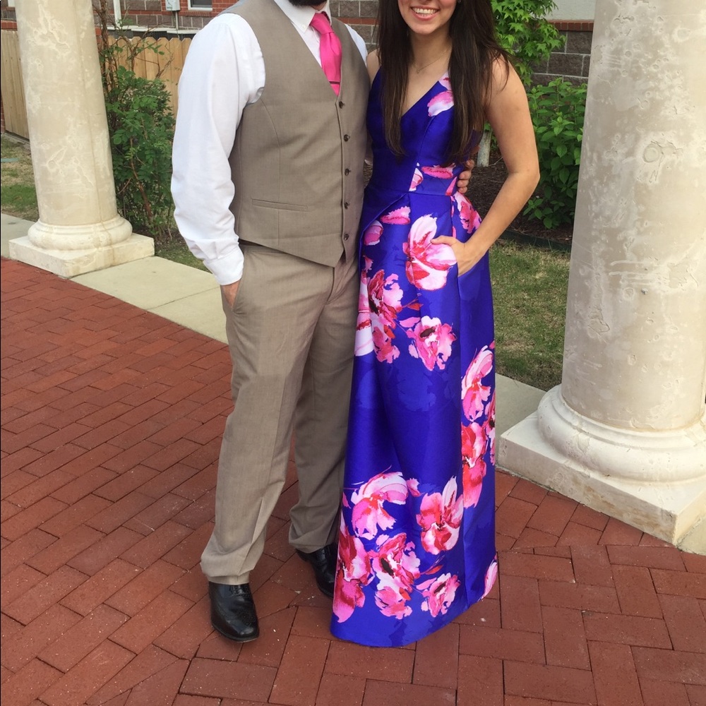 Blue and Pink Floral Prom /Formal Dress